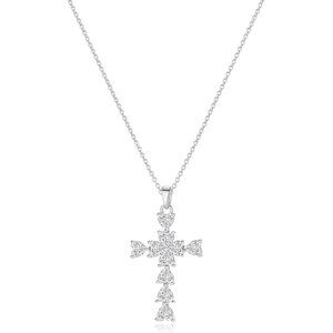 14K Gold Plated Cross Necklace with Cubic Zirconia - Elegant Christian Jewelry